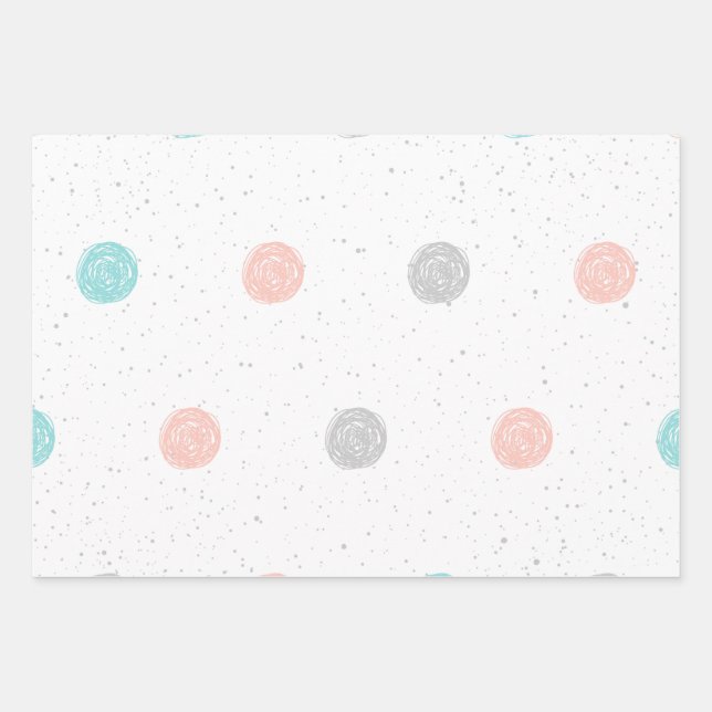 Pretty Pastel Polka Dot  Wrapping Paper Sheets (Front)