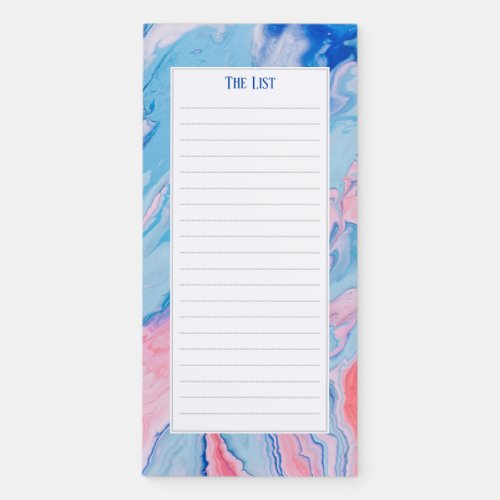 Pretty pastel poured paint magnetic notepad