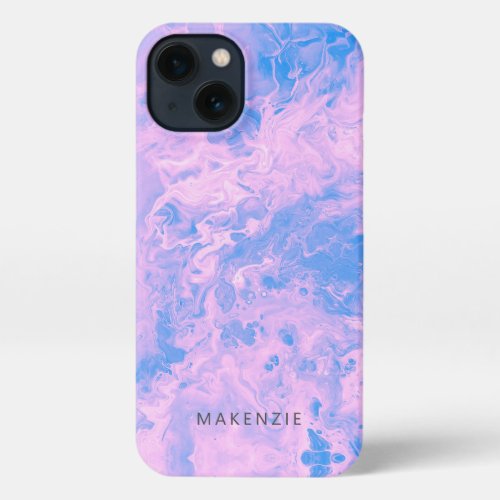 Pretty pastel poured paint personalized iPhone 13 case