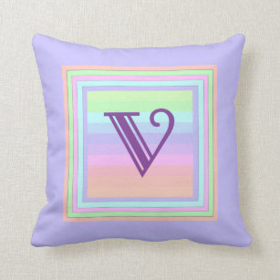 Pretty Pastel Power Monogram V Square Pillow