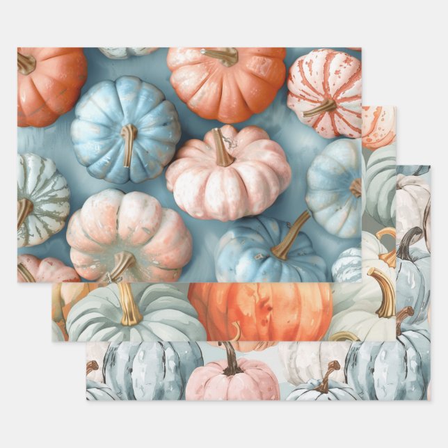 Pretty Pastel Pumpkins  Wrapping Paper Sheets (Set)