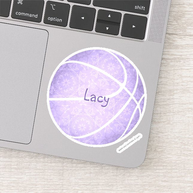 pretty pastel purple basketball girls name sticker (Detail)