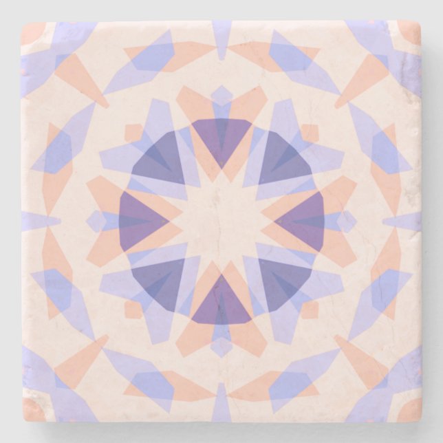Pretty Pastel Purple Peach Star Eclectic Kitsch Stone Coaster (Front)