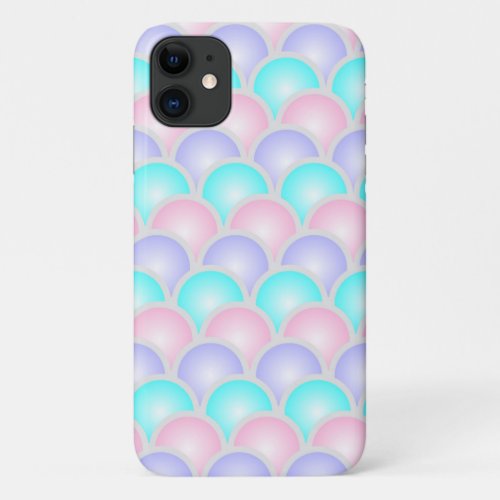 pretty pastel purple pink turquoise mermaid scales iPhone 11 case