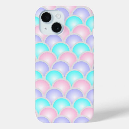 pretty pastel purple pink turquoise mermaid scales iPhone 15 case