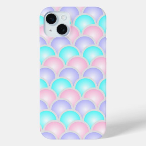 pretty pastel purple pink turquoise mermaid scales iPhone 15 plus case