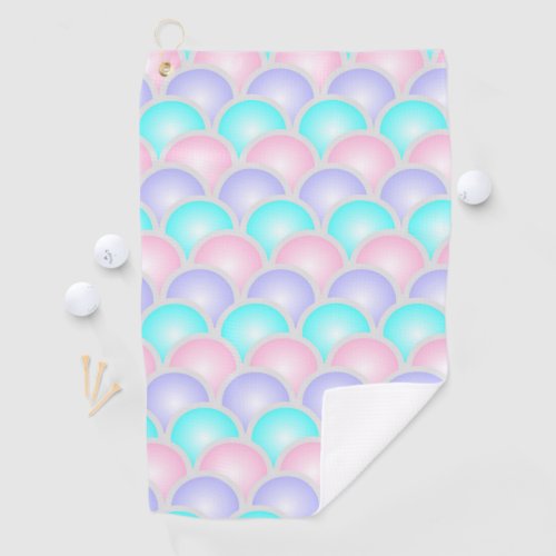 pretty pastel purple pink turquoise mermaid scales golf towel