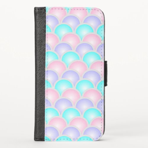 pretty pastel purple pink turquoise mermaid scales iPhone x wallet case