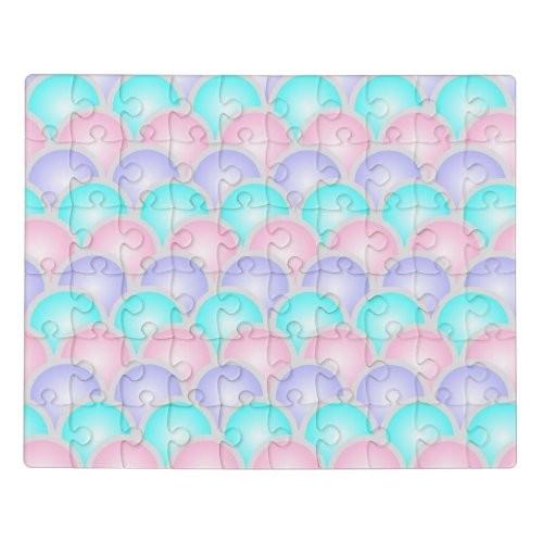 pretty pastel purple pink turquoise mermaid scales jigsaw puzzle