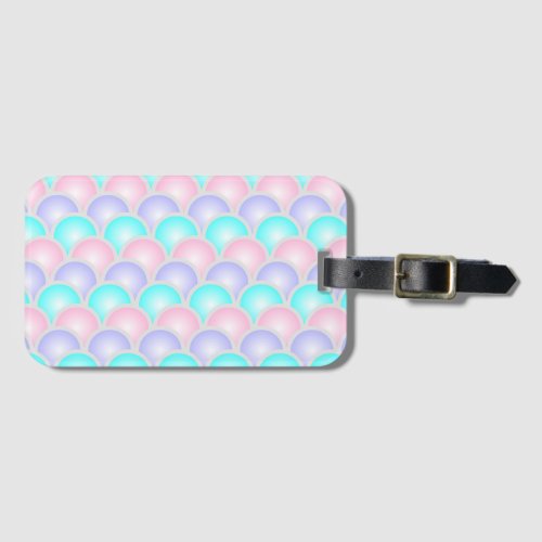 pretty pastel purple pink turquoise mermaid scales luggage tag