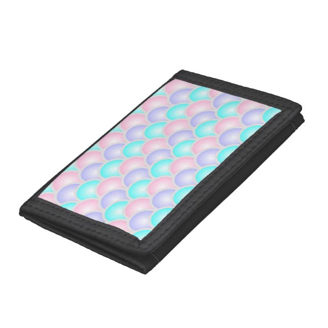 pretty pastel purple pink turquoise mermaid scales trifold wallet (Bottom)