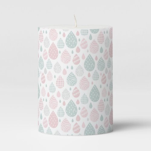 Pretty Pastel Rain Drop Pillar Candle