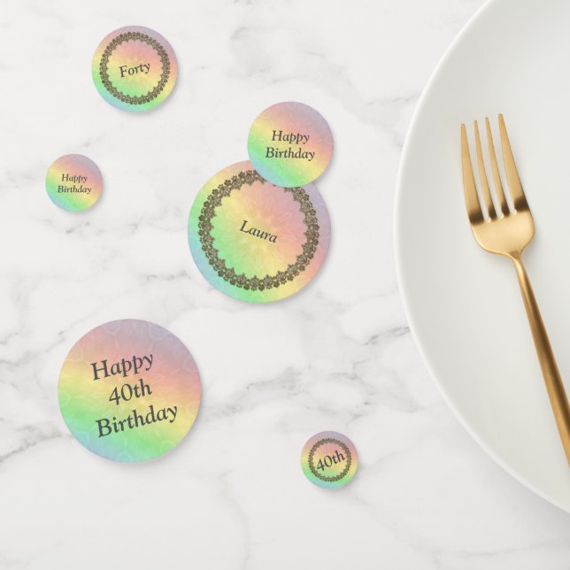 Pretty Pastel Rainbow 40th birthday Confetti (Group)
