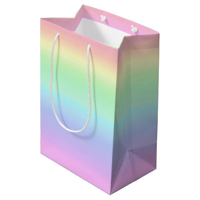 Pretty Pastel Rainbow Aesthetic Gradient Medium Gift Bag (Back Angled)