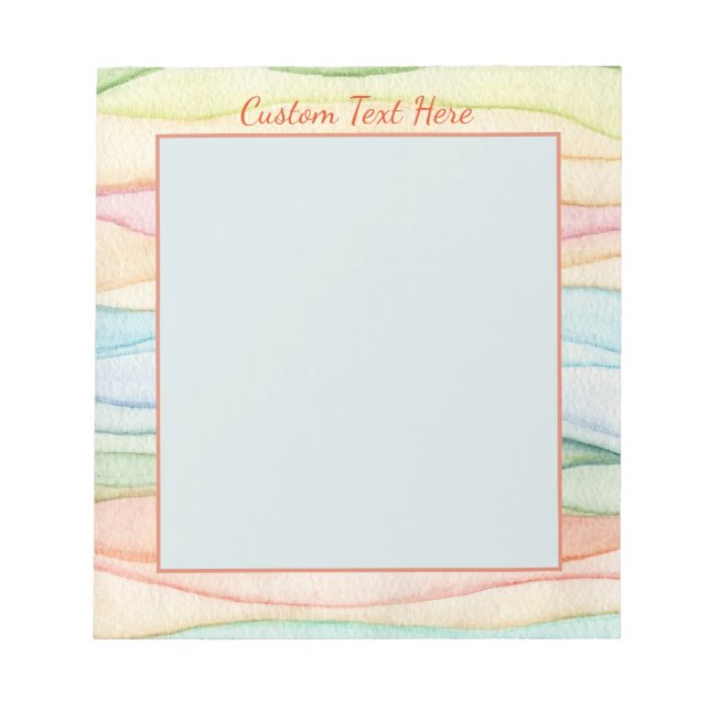 Pretty Pastel Rainbow Colors Personalized Notepad (Front)