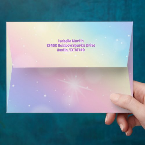 Pretty Pastel Rainbow Custom Girly Envelope