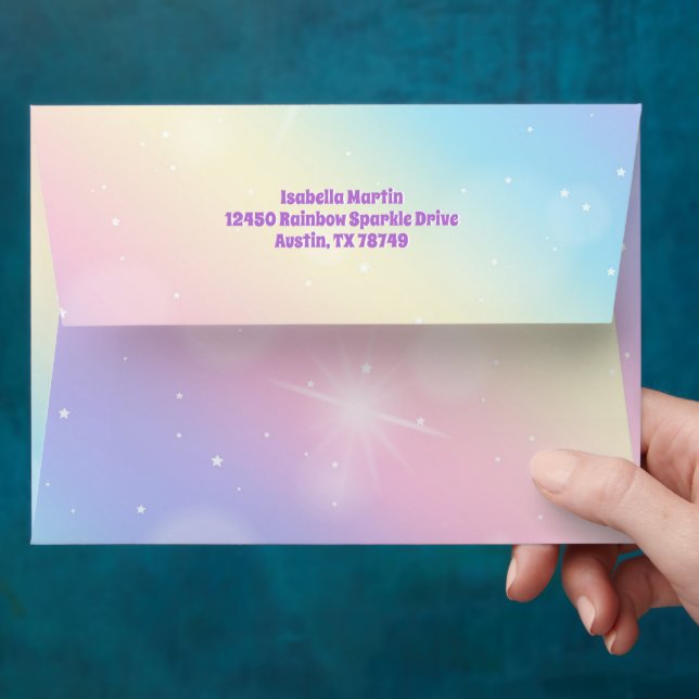 Pretty Pastel Rainbow Custom Girly Envelope (Hand)