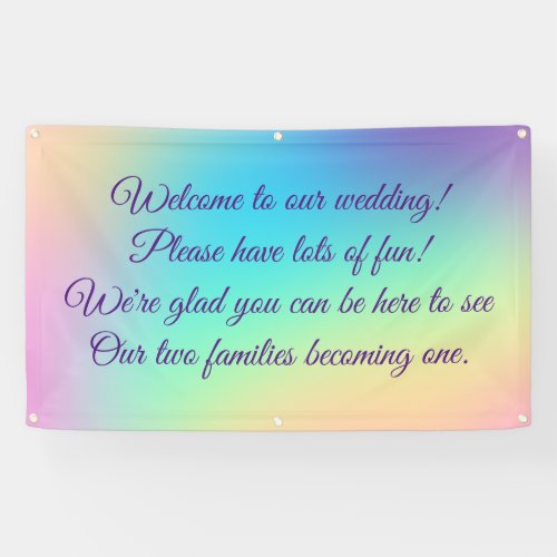 Pretty Pastel Rainbow Gradient Wedding Banner