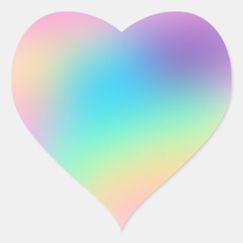 Pretty Pastel Rainbow Gradient Wedding Heart Sticker