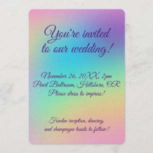 Pretty Pastel Rainbow Gradient Wedding Invitation