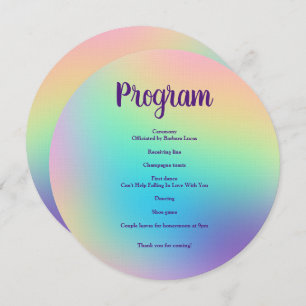 Pretty Pastel Rainbow Gradient Wedding Program