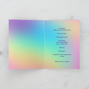 Pretty Pastel Rainbow Gradient Wedding Program