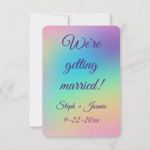 Pretty Pastel Rainbow Gradient Wedding Save The Date