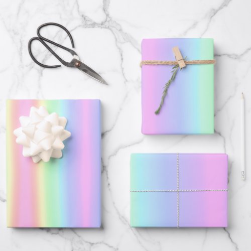 Pretty Pastel Rainbow Gradient Wrapping Paper Sheets