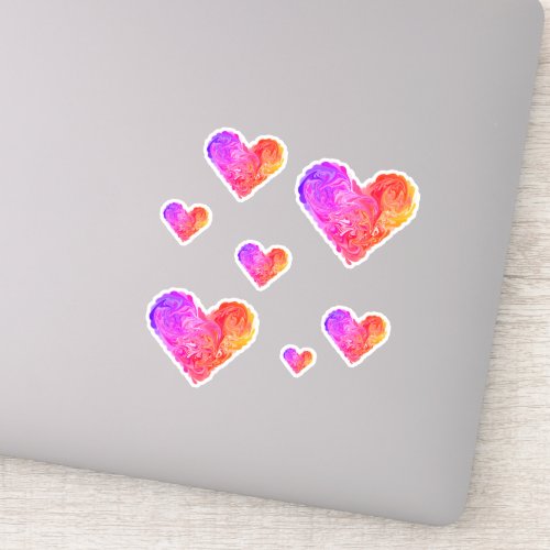 Pretty Pastel Rainbow Love heart Swirl Sticker