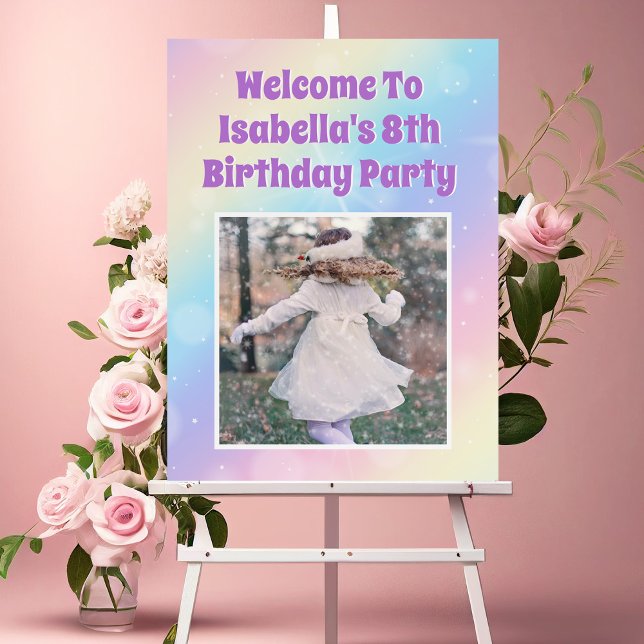 Pretty Pastel Rainbow Photo Girls Birthday Party Foam Board (Creator Uploaded)