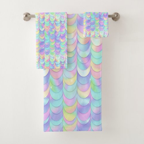 Pretty Pastel Rainbow Scale BATHROOM TOWEL SET