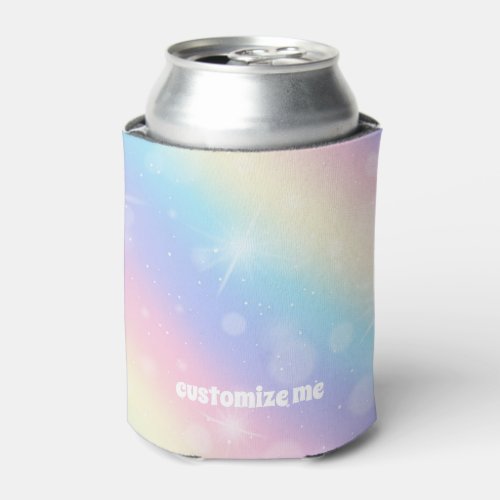 Pretty Pastel Rainbow Sparkle Girly Custom Party Can Cooler