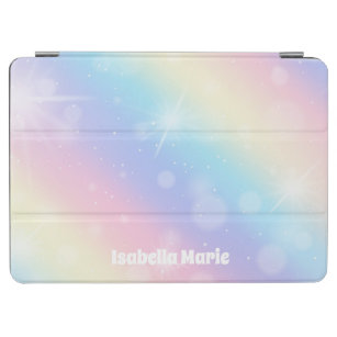 Pretty Pastel Rainbow Sparkle Girly Monogram iPad Air Cover