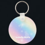 Pretty Pastel Rainbow Sparkle Girly Personalized Keychain<br><div class="desc">Decorate your little girl's keychain with a pretty pastel rainbow sparkle that features your child's name in cute white writing. This magical kids gift exemplifies the enchantment of childhood.</div>