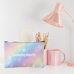 Pretty Pastel Rainbow Sparkle Personalized Accessory Pouch<br><div class="desc">Customize this pretty pastel rainbow sparkle cosmetic bag that features your best friend's name in cute white writing. This magical accessory pouch gift has a pretty pink and purple pattern.</div>