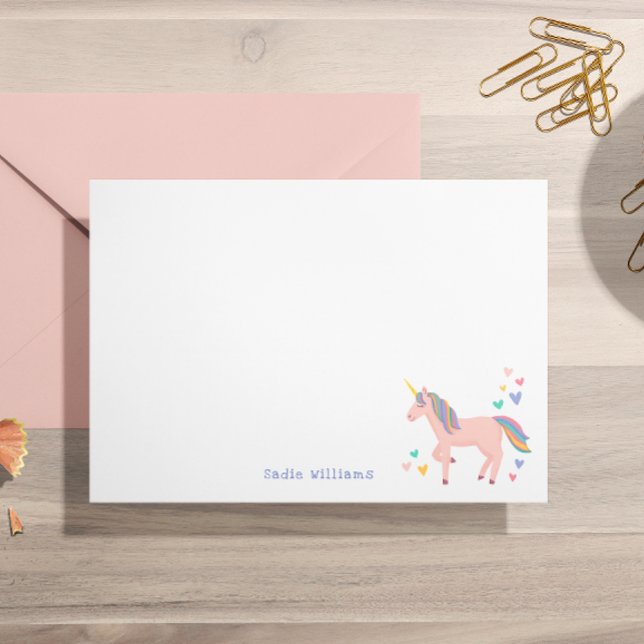 Pretty Pastel Rainbow Unicorn Kids Personal Note Thank You Card (Creator Uploaded)