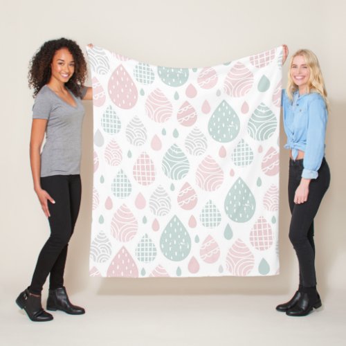 Pretty Pastel Raindrop Pattern Fleece Blanket