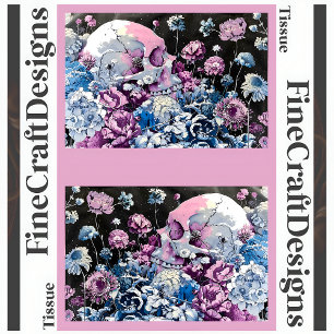 Pretty Pastel Skull And Floral Decoupage L&R 145 Tissue Paper