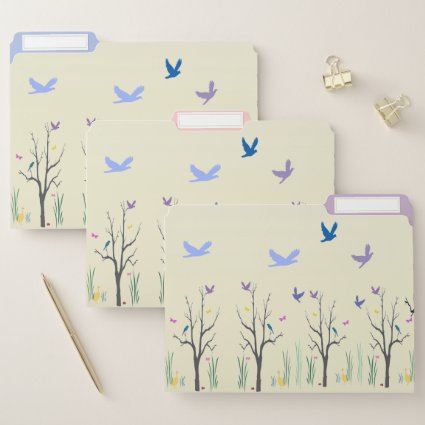 Pretty Pastel Spring with Doves File Folder Set