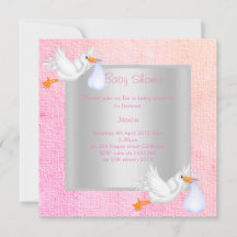 PRETTY PASTEL STORK BABY SHOWER INVITATION