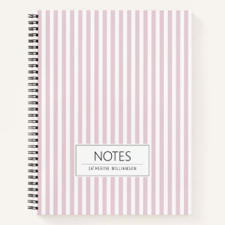 Pretty Pastel Stripe Pattern Pink Notebook
