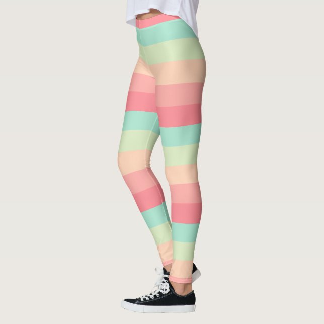 Pretty Pastel Striped Leggings (Left)