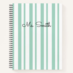 Pretty Pastel Striped Pattern Green Notebook