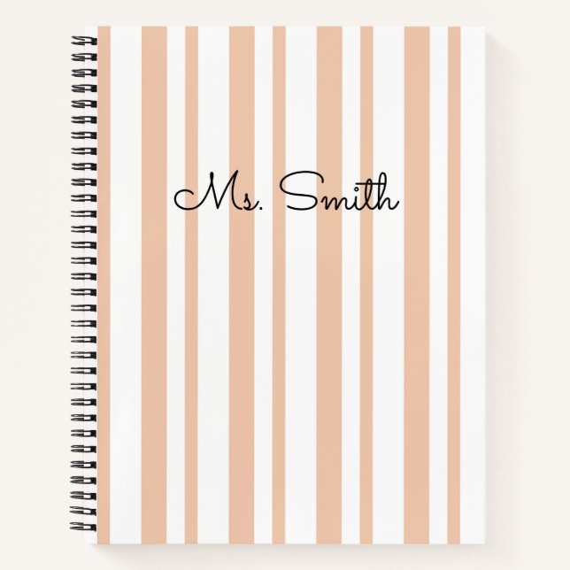 Pretty Pastel Striped Pattern Orange Notebook (Front)