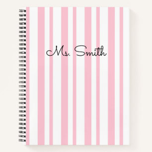Pretty Pastel Striped Pattern Pink Notebook