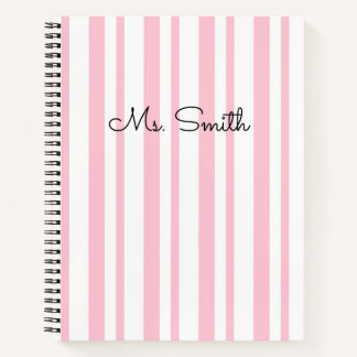 Pretty Pastel Striped Pattern Pink Notebook