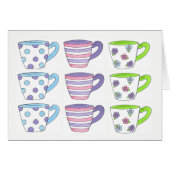 Pretty Pastel Teacups Tea Party Polka Dot Flower (Front Horizontal)