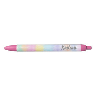 Pretty Pastel Tie Dye Rainbow Stripes Name Pen