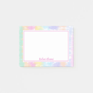 Pretty Pastel Tie Dye Rainbow Stripes Name Post-it Post-it Notes