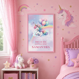 Pretty Pastel Unicorn Framed Wall Art Decor
